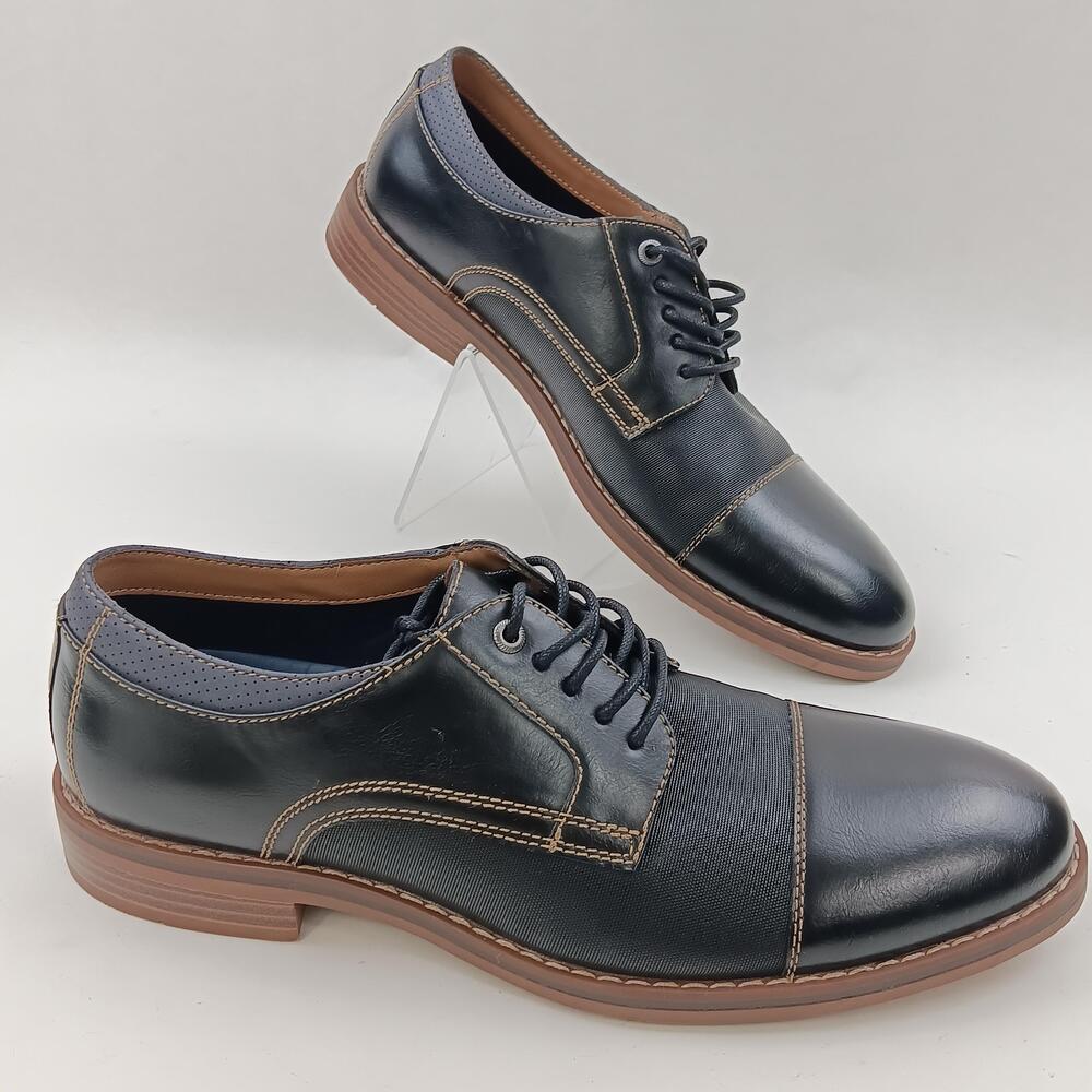 Chaps Shoes Mens Size 11 Blue Cap Toe Derby Lace Up Dress Oxford Synthetic